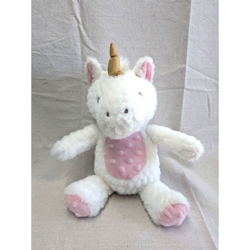 Spark Create Imagine White Unicorn Plush Rattle Toy Pink Gold Soft Baby Lovey
